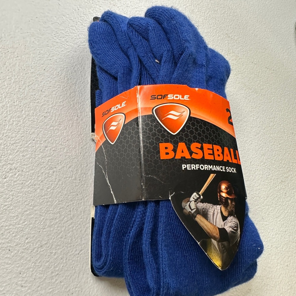 SofSole Baseball Performance Socks Blue Acrylic Blend Team Sport Men Size 5-9.5